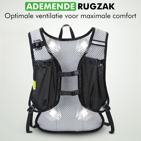 Travelhawk Trinkrucksack - Laufrucksack - Geeignet für 2L Wassersack - Wasserabweisend, leicht, reflektierend - 12L - Schwarz