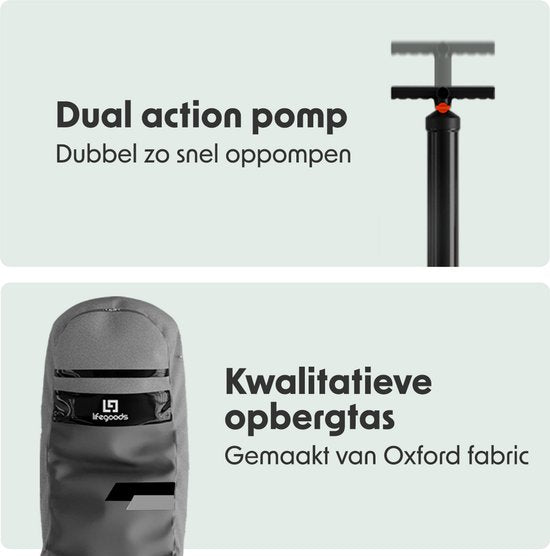 LifeGoods SUP Board Touring - 165 KG Belastbarkeit - 365 x 76 cm - Aufblasbar - Komplettes SUP Paket - Weiß/Schwarz