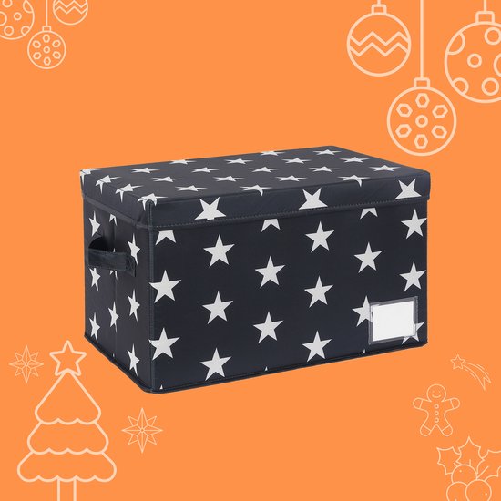 Aufbewahrungsbox für Weihnachtskugeln - für 30 Kugeln - mit Etikett - grau