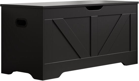 VDD - Aufbewahrungsbox - Aufbewahrungsbox Holz - Aufbewahrungsbox - Spielzeugbox - Deckenbox - Aufbewahrungsbox für drinnen - schwarz - groß - 100 x 40 x 46 cm