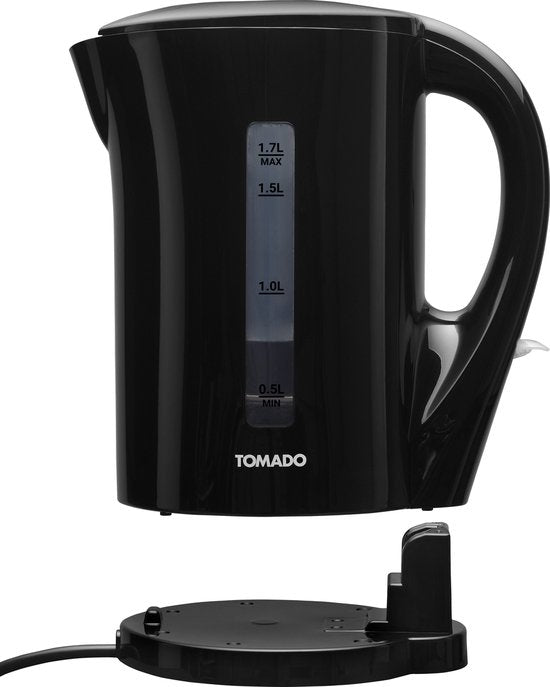 Tomado TWK1700B - Wasserkocher - 1,7 Liter - Kunststoff - Leichtgewicht - Wasserstandsanzeige - Schwarz