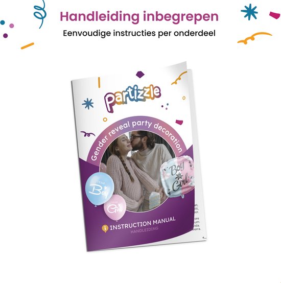Partizzle Gender Reveal Party Deko Pack - Babyshower Ballons Dekoration - Geschlechterbekanntgabe - Junge oder Mädchen - XXL