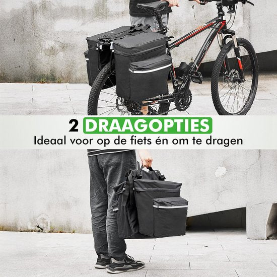 Travelhawk Fahrradtasche - Fahrradtasche Double - Wasserdichtes Material - 34L - Schwarz - 600D Polyester - Elektrofahrradtaschen