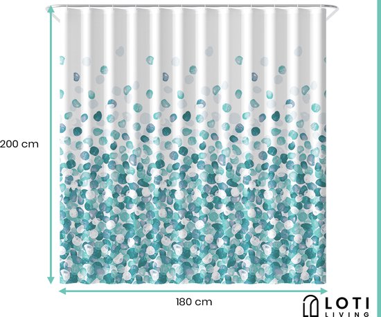 Loti Living Duschvorhang Anti-Schimmel - Ozean - Ringe enthalten - Wasserdicht - Polyester - Duschvorhang 180x200 cm