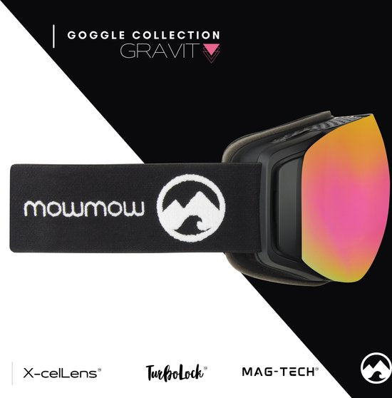 MowMow GRAVITY Skibrille + Zusatzscheibe - Magnetisch - Bio-Frame - R-Strap - UV400 - Unisex