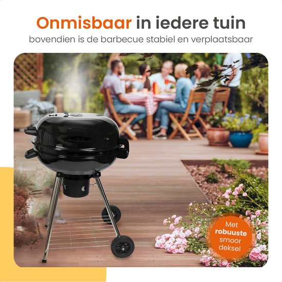 Goliving - Holzkohlegrill auf Rollen - Inklusive Zubehör - XXL BBQ mit Deckel - Ø 54 cm - 65 x 89 cm - Metall - Schwarz