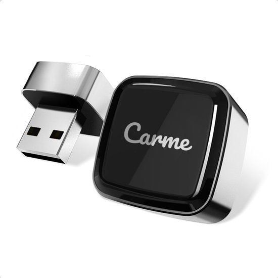 CarMe Ultra Mini 2-in-1 CarPlay Dongle - Drahtloses CarPlay & Android Auto - USB-A & USB-C - Android Auto Dongle - Silber