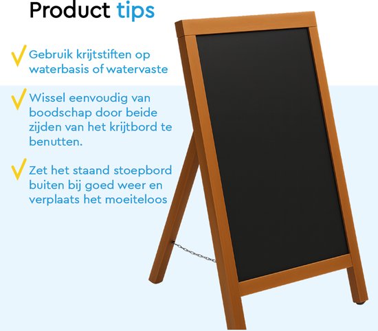 BRASQ Kreidetafel Mahagoni - 55x 85 CM - Kreidetafel - Werbeschild - Bürgersteigschild - Einseitig - für Innen und Außen - Gastgewerbe