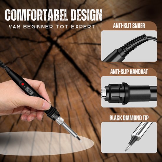 Vertrex 2-in-1 Lötkolben und Holzbrenner Set - 40-teilig - Pyrographie - Lötkolben - Lötstation - Lötset
