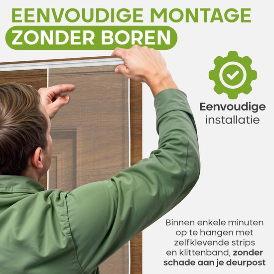 O'DADDY® Fliegengitter Lamellenvorhang - 150x260 cm - Türvorhang - Türtür - Verstellbares Design - Fiberglas - Türgitter Weiß