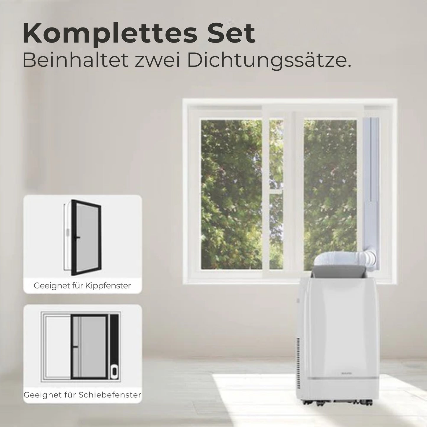 Auronic Mobile Air Conditioner - 12.000 BTU - 4-in-1 - Mit 2 Fensterdichtungs-Kits - Schlafzimmer - Wohnzimmer - Kühlen bis zu 35 m² - Weiß