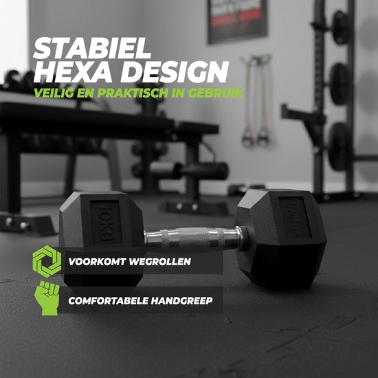 VirtuFit Hexa Dumbbell Pro - 12,5 kg - Sechseckhantel - Langlebig und strapazierfähig - Krafttraining - Gewicht - CrossFit & Fitness - Geeignet für Anfänger und Profis - Pro Stück verkauft