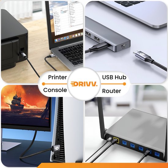 Drivv. Premium USB-Verlängerungskabel 3.0 - Stecker zu Buchse - USB-Datenkabel - schnelle Übertragung - 5Gbps - Nylon - 1 Meter - Schwarz