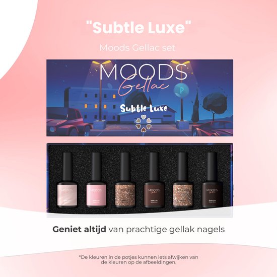 Moods Gellac 6-teiliges Set - Gel-Nagellack Starter Pack - Gel-Nagellack - 8ML - Subtle Luxe - Gellack - Nägel - Schicke Farben - HEMA & TPO-frei