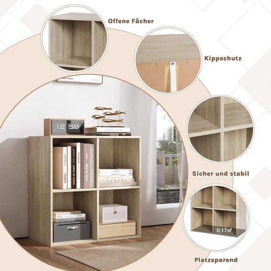Woltu Bücherregal – 29 x 59,8 x 59,6 cm – Standmodell – 4 Fächer – Weiß