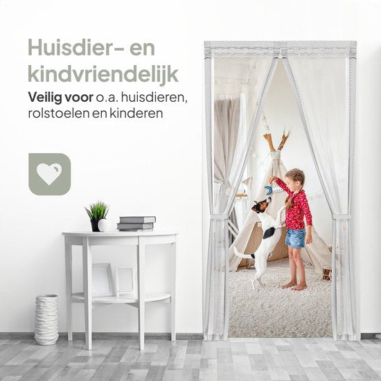 O'DADDY® Türvorhang Deluxe FIBER - Magnetischer Fliegenvorhang - Für Neubauten und Standardtüren - Einfache Installation - Türgitter Weiß - 100x260 cm
