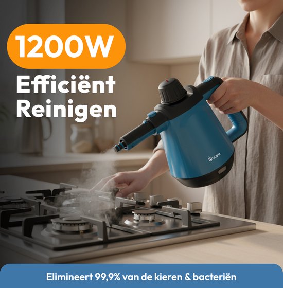 BOLLIT 1200W Dampfreiniger - Handdampfreiniger - 3,5 Bar - Handdampfreiniger - Fleckenreiniger - Dampfreiniger - Teppichreiniger - Dampfreiniger - Extra starker Dampfreiniger: Boden-, Sofa-, Küchen-, Bad- & Teppichreinigung - Inkl.