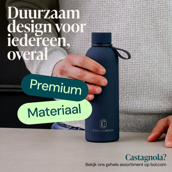 Castagnola Wasserflasche - Edelstahl-Trinkflasche 500 ML - Stahlthermoskanne - Trinkflaschen für Erwachsene - Doppelwandig - Dunkelblau