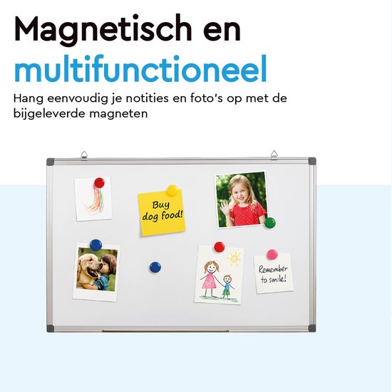 BRASQ Whiteboard 60×45 cm magnetisch - mit Zubehörset (Marker, Radiergummi, Magnete) - Tafel - Magnetische Tafel - Weiß