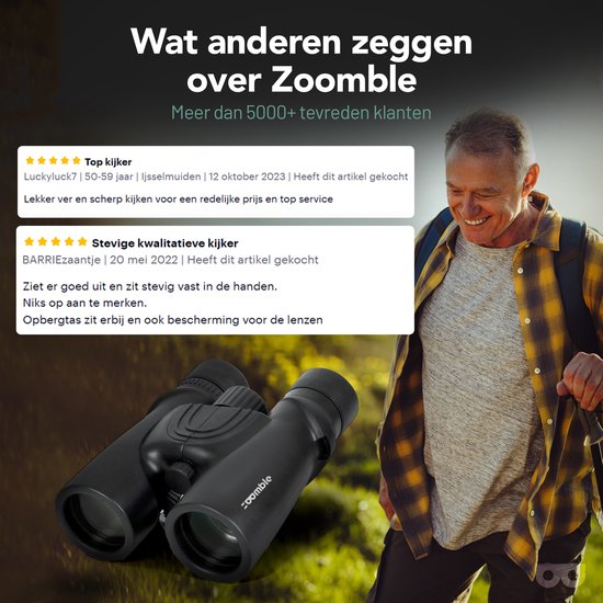 Zoomble® Fernglas PRO 8x42 mit Tragetasche – inkl. E-Book „Vogelbeobachtung“ – Bak-4-HD-Linse – geeignet für Vogelbeobachter, Outdoor-Aktivitäten und Wandern – für Erwachsene – Fernglas