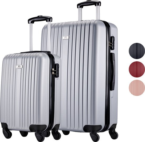 Slazenger - Kofferset 2 Stück - Handgepäcktrolley 26L und geräumiger Koffer 71L - Silber