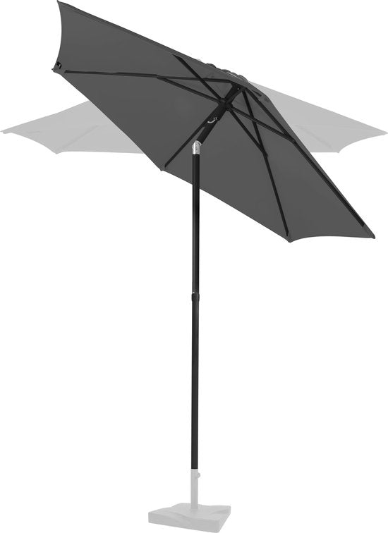 VONROC Premium Sonnenschirm Torbole - Ø200cm - Strapazierfähiger Stockschirm - UV-beständiges Tuch - Grau - inkl. Schutzhülle