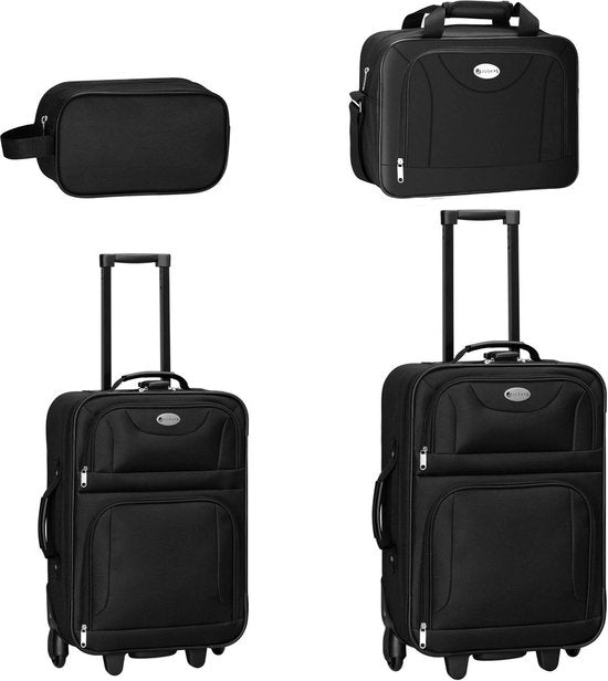Juskys Trolley-Reisekoffer-Set / Kofferset Athen - 5-teilig - Schwarz