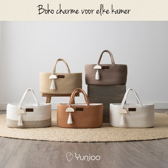 Yunioo Wickeltasche und Warenkorb │ Windelkorb für Baby-Zimmer-Zubehör │ Windel-Organisator │ Kinderzimmer-Aufbewahrungskorb │ Mutterschaft Geschenk Baby-Dusche │Spielzeug-Korb │ Braun