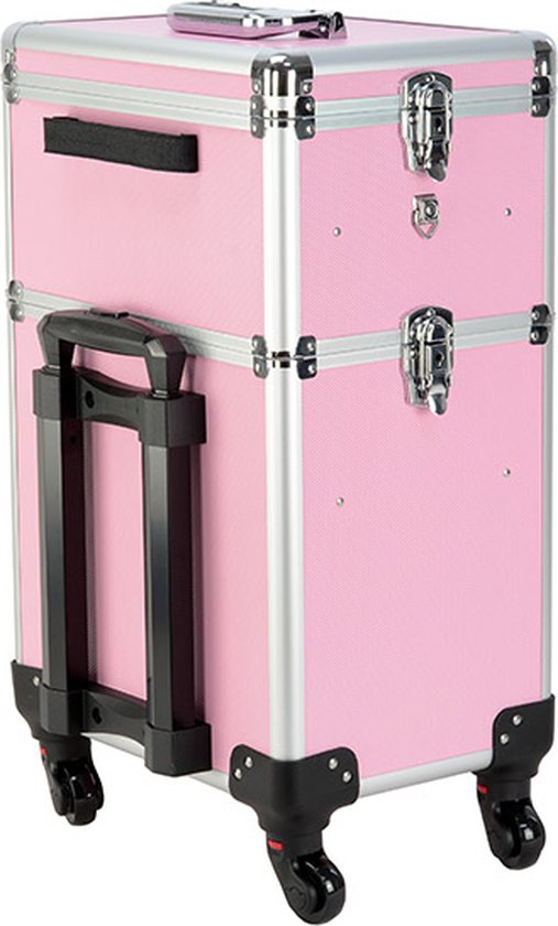 Friseurkoffer Trolley - Schminkkoffer Make-up Nagelkoffer - Schminkkoffer - Beauty Case - rosa