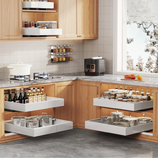 Posity Slide Drawer - Küchenschrank-Organizer - Spülenschrank/Schubladen-Organizer - Innenschublade Küche - Ausziehbar und verstellbar (32-52 cm) - Teleskopisch - Weiß
