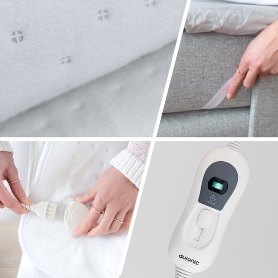 Auronic Electric Blanket XL - 190x160 cm - 2 Personen - Spannbetttuch mit elastischen Bändern - Heizdecke - Weiß