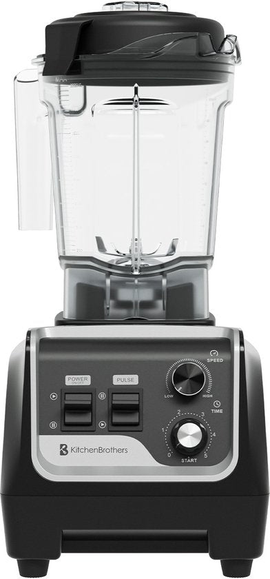 KitchenBrothers Power Blender - 1600W - 2L - Smoothie Maker - Eiszerkleinerer - Metallic Schwarz