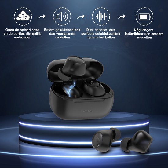 Golden Sound Buds Pro - Kabellose Ohrhörer - Bluetooth-Ohrhörer - Aktive Geräuschunterdrückung 32 dB - Umgebungsmodus - 40 Stunden Akkulaufzeit - Kabellose Ohrhörer - Geeignet für alle Smartphones und Laptops