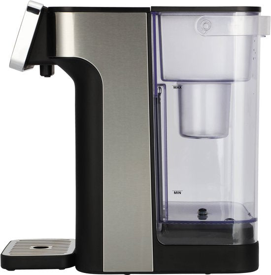 Inventum HWD725B Heißwasserspender - Fassungsvermögen 2 Liter - 45°C bis 100°C - Touch-Display - BPA-frei - Wasserkocher - Heißwasserhahn - Anti-Kalk-Filter - 2600 Watt - Schwarz/RVS