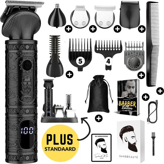 7-in-1 Barttrimmer Men + Standard - Trimmer für Bart und Körper - Inkl. 6 Aufsätze - Sansbeauté® - Body Groomer Men - Body Trimmer Men - Haartrimmer - Clippers - 0.5-15MM - Nase und Ohren - Trimmer - Bartmaschine - Multigroomer