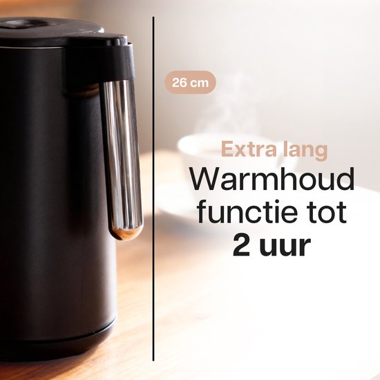 HomeShift® Wasserkocher mit Temperaturkontrolle - Warmhaltefunktion - Doppelwandig - Elektrisch - 1,7 Liter - 2200W - Schwarz
