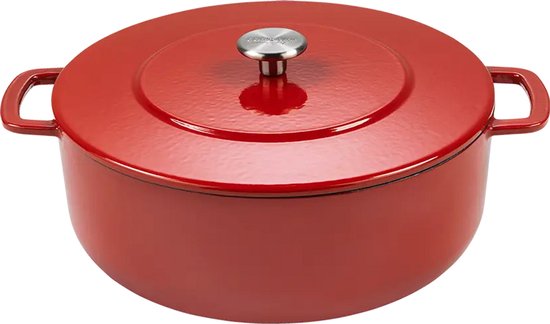 Combekk Gusseisen-Bratpfanne Ø 28 cm – 100 % recycelt – PFAS-frei – für Induktionsherde geeignet – 5,3 l – rot