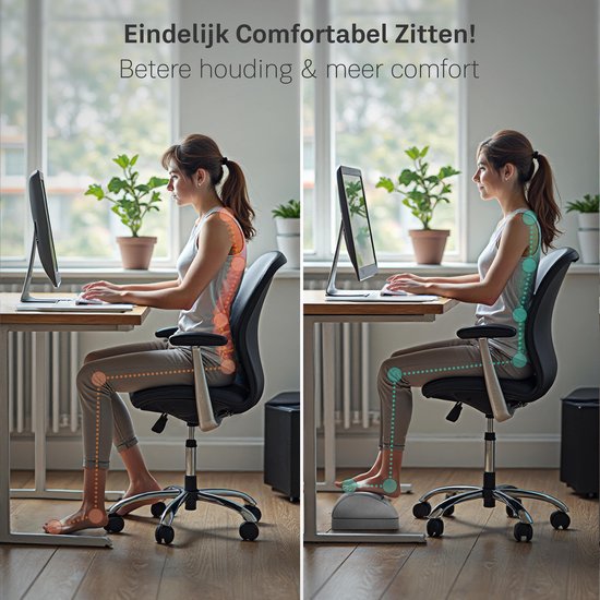 CozySense® Fußstütze Schreibtisch - Ergonomischer Fußhocker mit 2 Höhen - rutschfester & waschbarer Sherpa-Bezug - Fußpolster für Heim & Büro - Grau