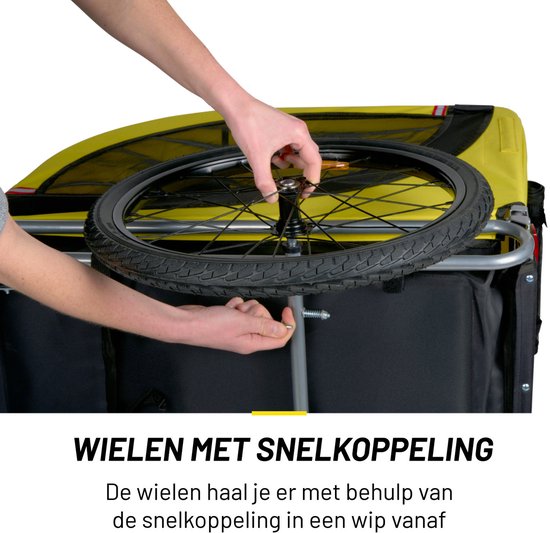 Dunlop Hundefahrradanhänger - Fahrradanhänger für Hunde bis zu 40 KG - Fahrradanhänger Gepäck - Fahrradanhänger mit Reflektoren und verstellbarem Regenschutz - Hundefahrradanhänger - Hundeanhänger - Gelb