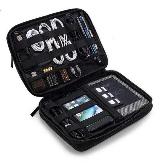 Sunflake Electronics & Cable Organiser - 3 Lagen - Kabel-Reisetasche - wasserabweisend - für 9.7" iPad - Festplatten - Ladegeräte - dunkelgrau