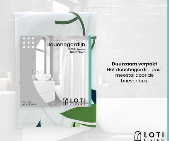 Loti Living Duschvorhang Anti-Schimmel - Dschungel - Ringe enthalten - Wasserdicht - Polyester - Duschvorhang 120x200 cm