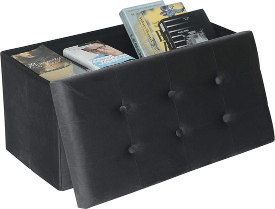 Fußhocker Aufbewahrung Bank Sitz Samt,Fußhocker Aufbewahrung Hocker faltbar 76x37.5x38cm,Grau SH70gr