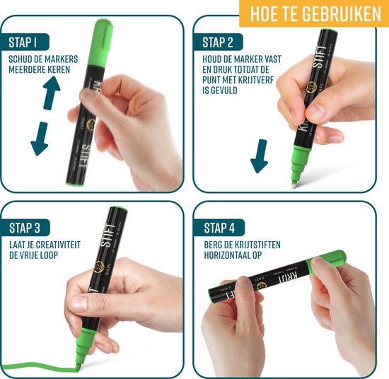 NAPI 12 Fenstermarker - abwaschbar - Kreidemarker für Tafel und Fenster - umkehrbare Spitze 3-6 mm - Whiteboard-Marker - Whiteboard-Marker - Kreidemarker - Glasmarker - Kreidemarker - Porzellan - Glas - 12 Farben