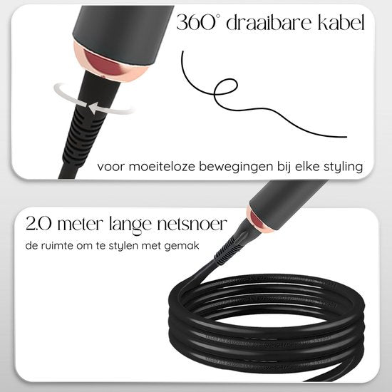 Sansbeauté® 6 in 1 Lockenstab mit Klemme - Keramisch - 13mm bis 38mm - Thermobürste - Lockenbürste - rosa