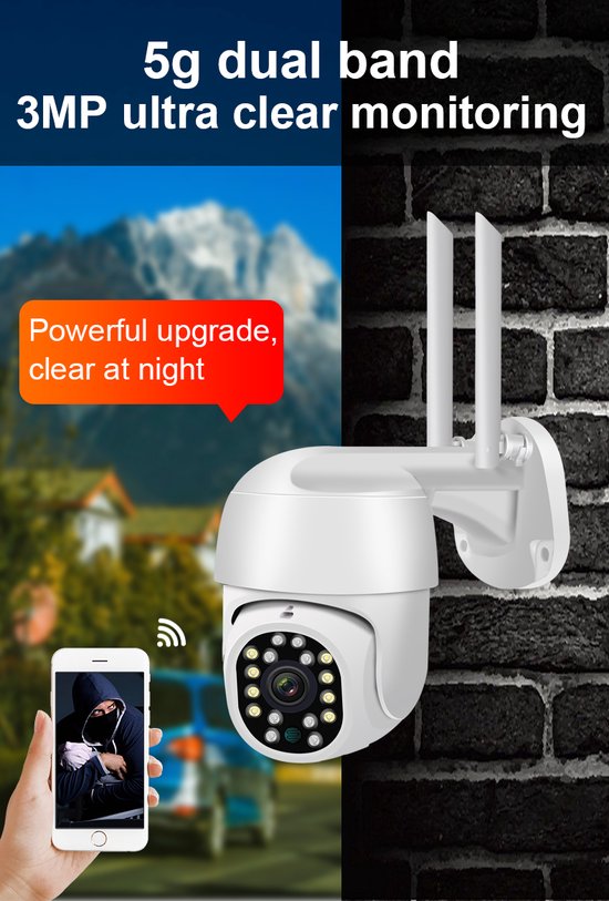 Fuegobird Y17 Smart Waterproof IP66 IP Kamera - Outdoor - dreh- und schwenkbar - unterstützt 2.4G/5G WIFI - 3MP - PTZ IP Kamera