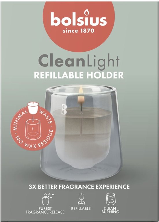 Bolsius – Clean Light – Duftkerze – Starter-Set – Zypresse & Amber