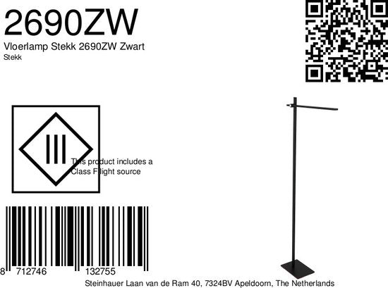 Stehleuchte Mexlite Stekk - 52 x 24 x 170 cm - Aluminium- Schwarz