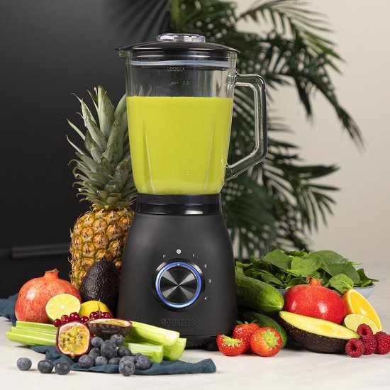 Princess 212092 Black Steel Blender 1000 - vier Geschwindigkeitsstufen - 1,5 L