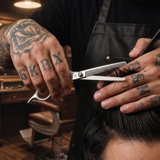 ProTrue Ausdünnungsschere Friseur mit Lederetui - Edelstahl Effileer Schere - Coupe Schere