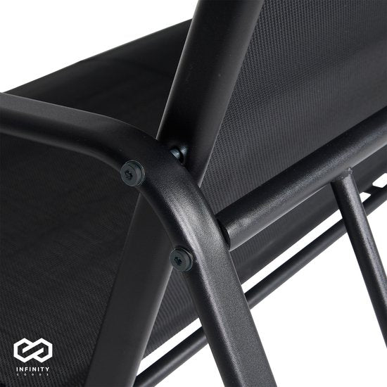 Infinity Goods Tuinset - Loungeset - Tuinmeubelen - Tuinbank - Tuinstoelen - Tuintafel - Glazen blad - 4 Persoons - Zwart/Antraciet